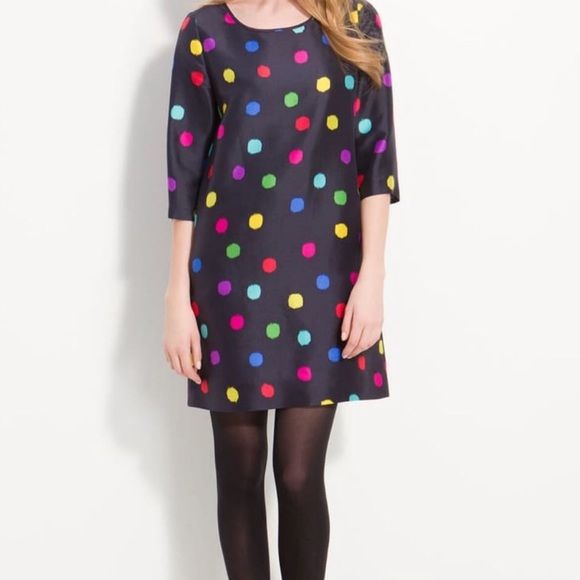 KATE SPADE Silk Belina Polka Dot Shift Dress 4 - Picture 2 of 16